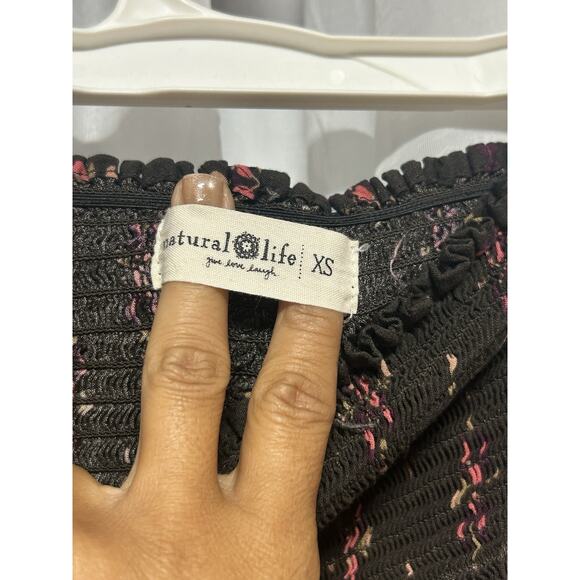 Natural Life Boho Floral Shorts XS Smocked Waist Flowy Festival Hippie Cottage - Picture 3 of 6